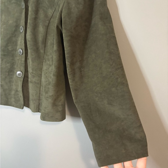 Brody Myles size small Olive Green felt like Women's Jacket/Blazer, button up - Picture 6 of 6